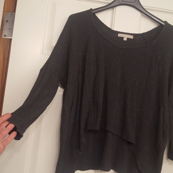 JOAN VASS GRAY ASSYMETRIC LT SWEATER TOP NUC - Picture 2 of 7